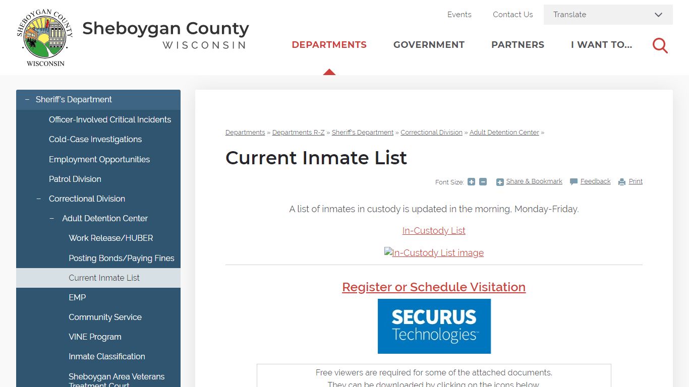 Current Inmate List | Sheboygan County